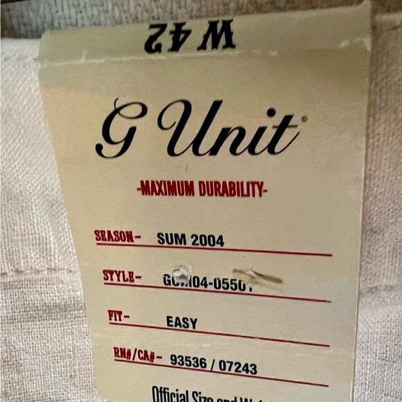 Vintage NWT G Unit 50 Cents Mens 42  Linen/Cotton Easy Fit Shorts NWT NOS - Picture 7 of 12